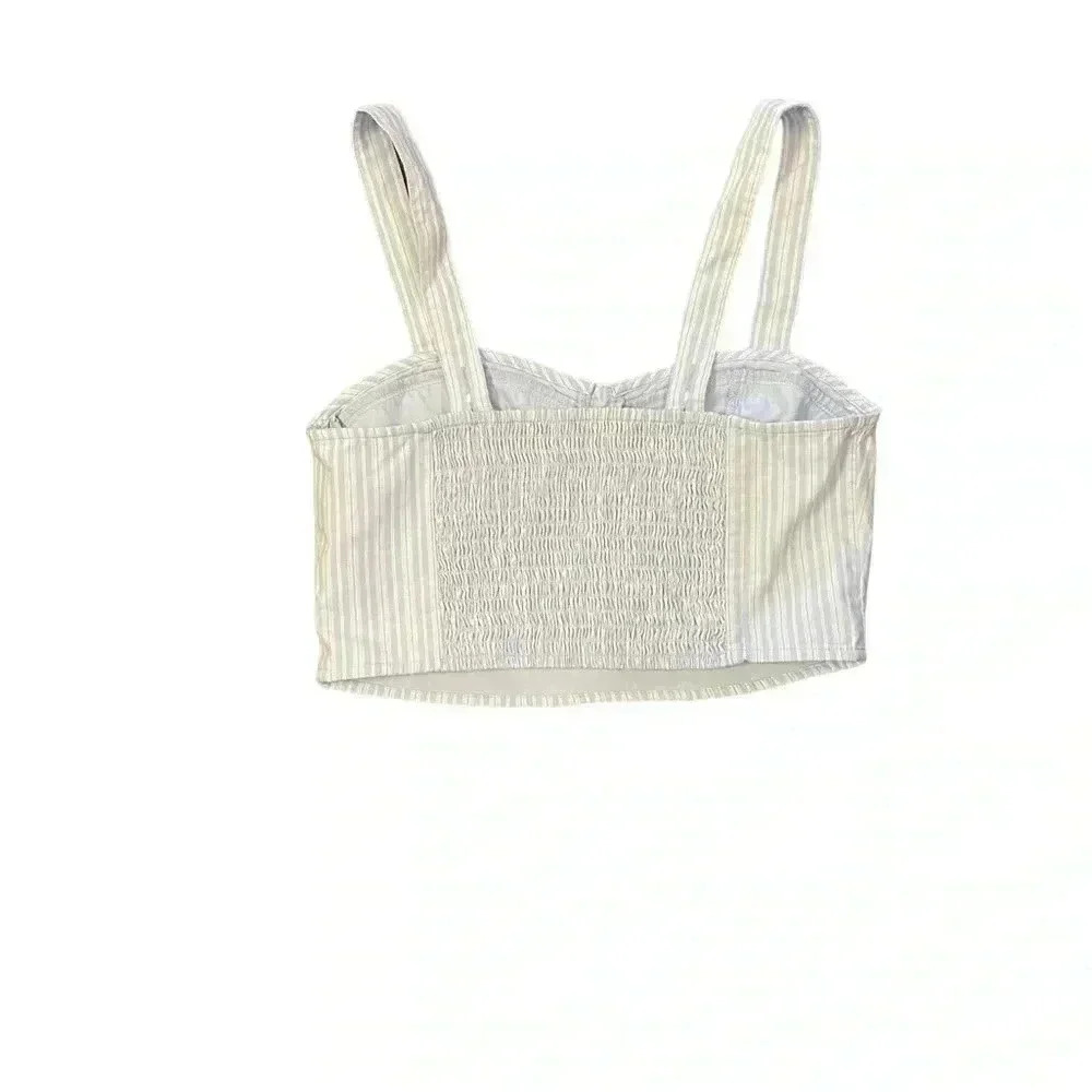 Hollister Striped Crop Top Stretch White/Blue‎ Straps Bustier Corset Size Small - Picture 3 of 5